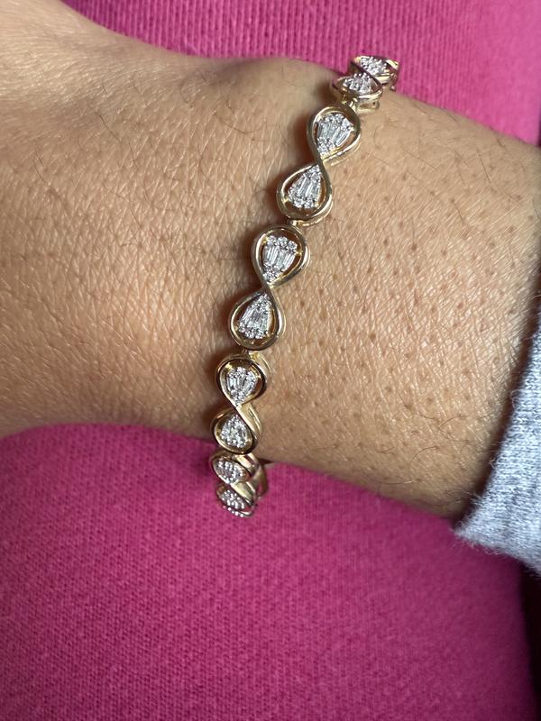 Diamond Infinity Bracelet 1 ct tw Baguette & Round-cut 10K