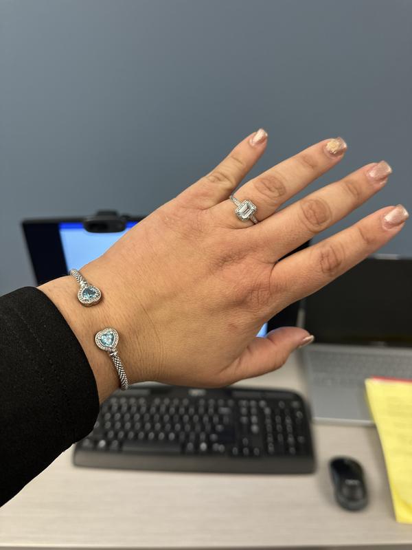 Aquamarine Ring 1/20 ct tw Diamonds 10K White Gold | Kay