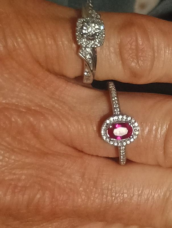 Lab-Created Ruby & White Lab-Created Sapphire Ring Sterling