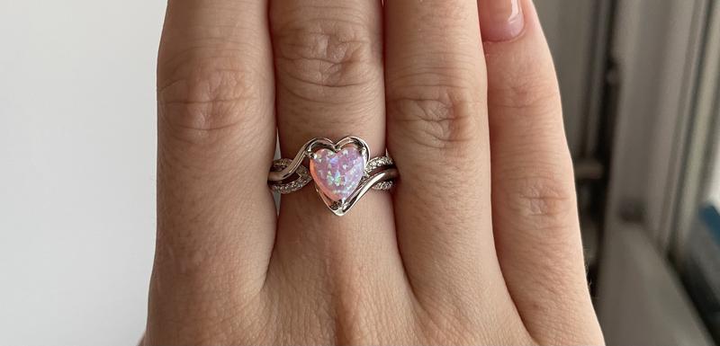 Lab-Created Pink Opal Heart Ring Sterling Silver | Kay