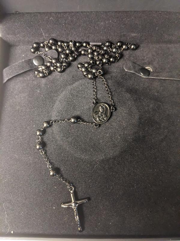 アクセサリー Vintage Black Rosary Necklace Dark Ruler Rosary Necklace | Beaded Black Rosary Necklace