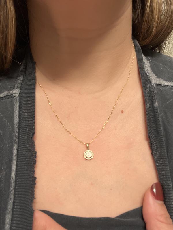 w○▲○w Multi-Diamond Necklace 1/4 ct tw Round-Cut 10K Yellow Gold