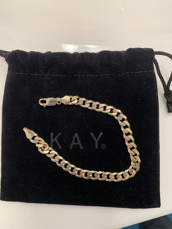 Diamond-cut Curb Chain Bracelet Solid 14K Yellow Gold