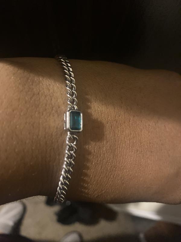 Lab-Created Emerald Link Chain Bracelet Sterling Silver