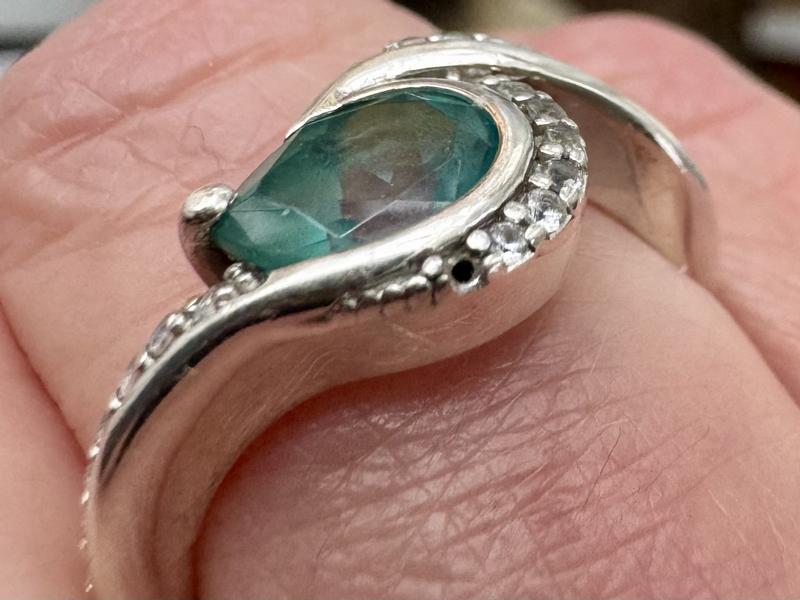 Pear-Shaped Oceanic Blue Topaz & White Lab-Created Sapphire