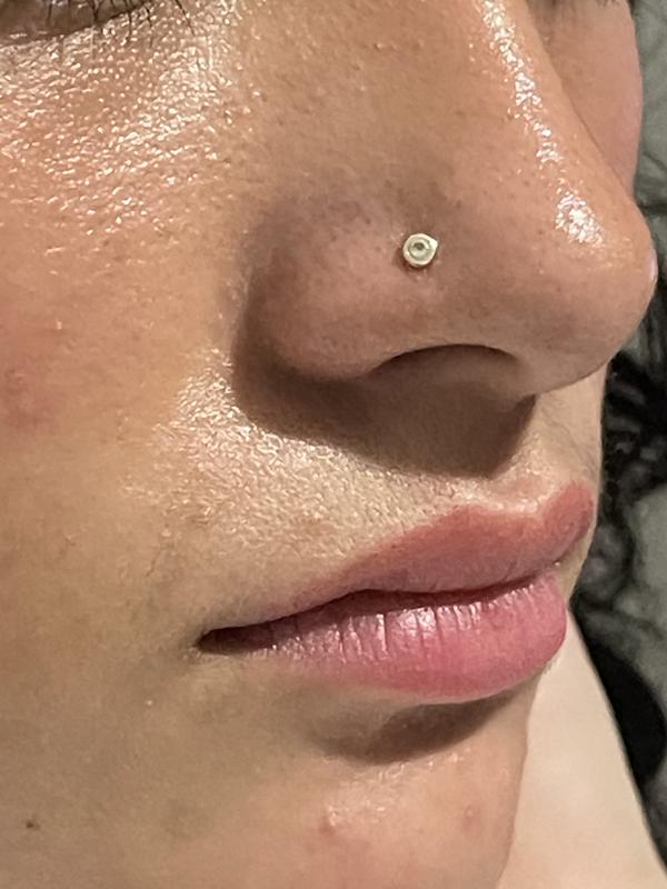 Piercing Naso In Oro 14K - Stud A Forma Di L Con Cz - 22G 7mm Nichel Free - Foto 3