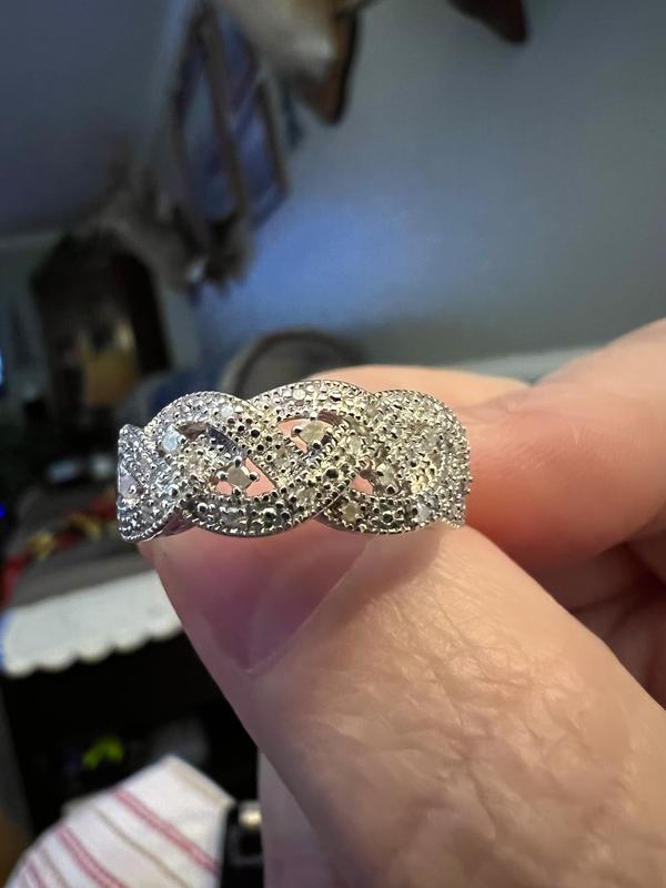 Diamond Woven Ring 1/8 ct tw Round-cut Sterling Silver | Kay