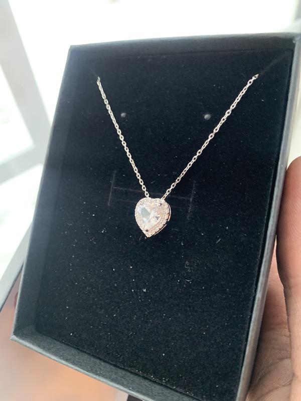 Heart☆ White Lab-Created Sapphire Heart Necklace Sterling Silver