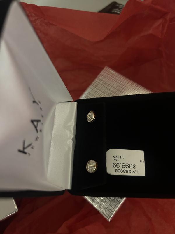 Men's Diamond Pyramid Stud Earrings 1/8 ct tw Round-cut 10K