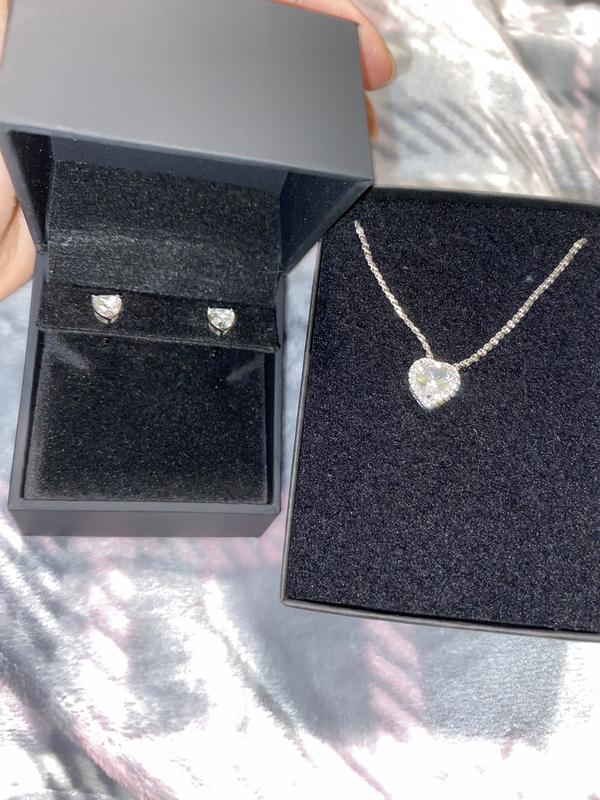 Heart☆ White Lab-Created Sapphire Heart Necklace Sterling Silver