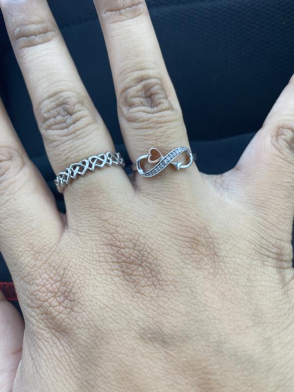 Infinity Ring 1/20 ct tw Diamonds Sterling Silver & 10K Rose