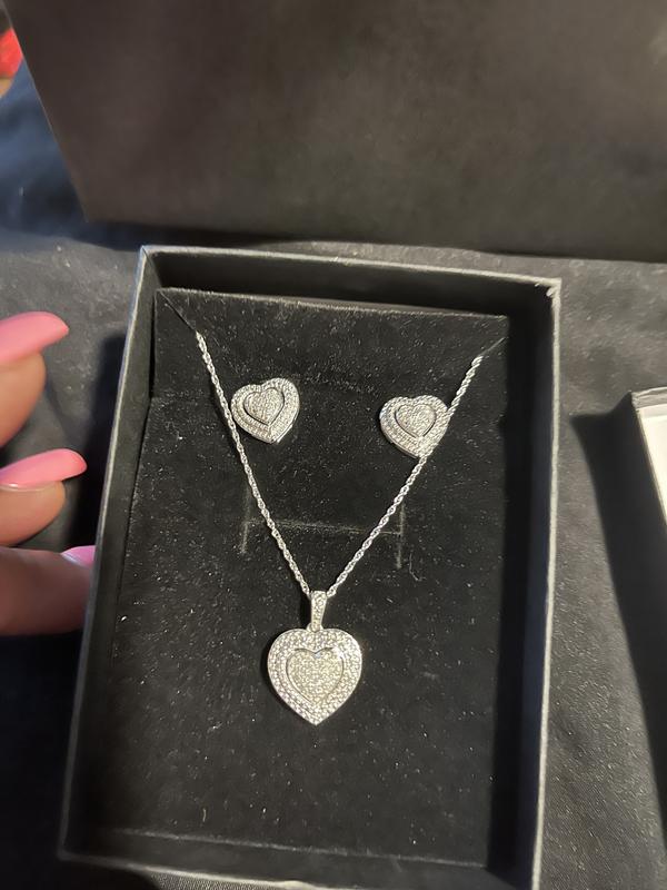 Multi-Diamond Heart-Shaped Gift Set 1/4 ct tw Sterling