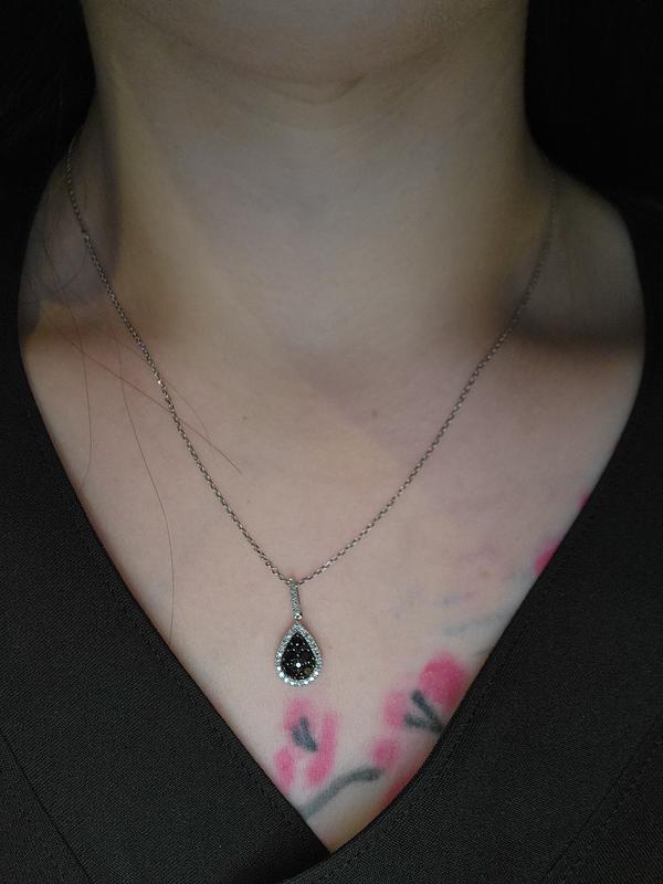 Black & White Diamond Teardrop Necklace 3/8 ct tw Round-cut