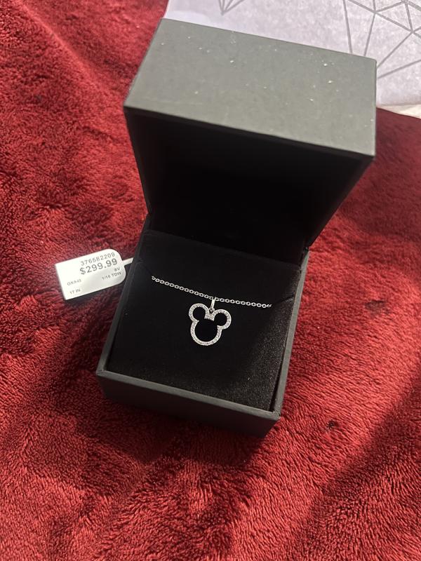 Disney Treasures Mickey Mouse Black Onyx & Diamond Necklace
