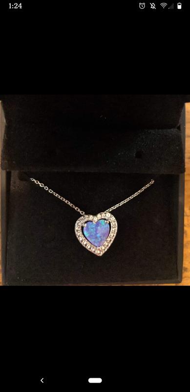 Lavender Lab-Created Opal & White Lab-Created Sapphire Heart