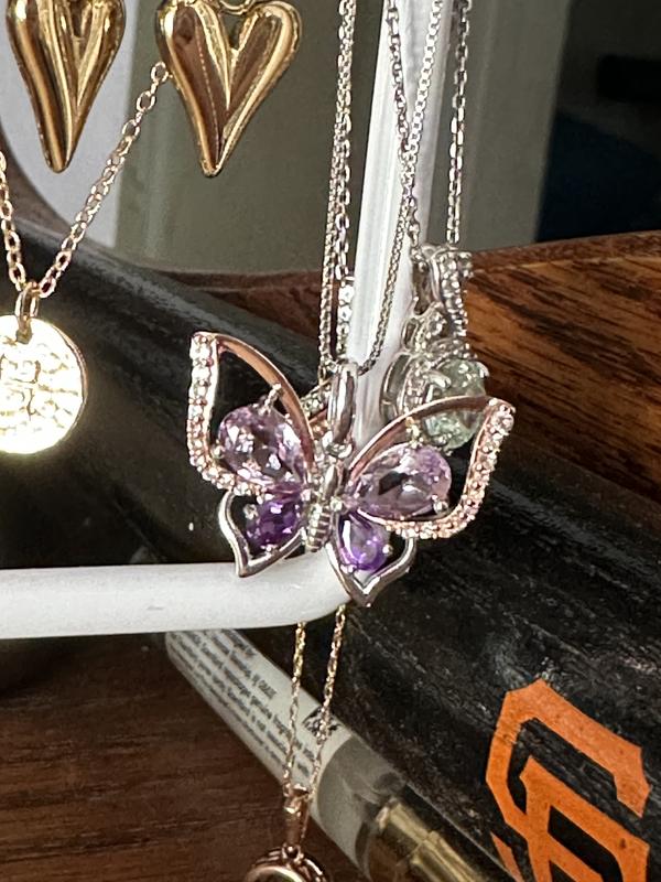 Butterfly Necklace Amethyst Sterling Silver/10K Rose Gold | Kay