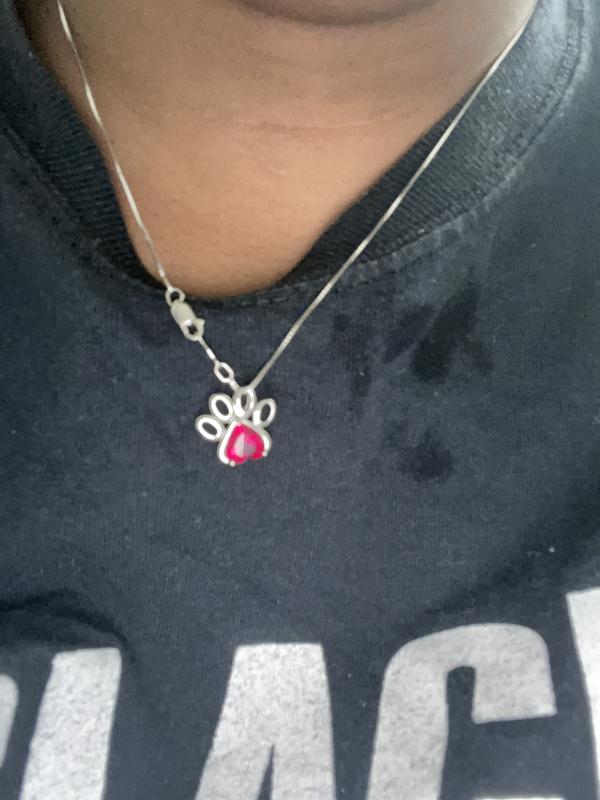 Paw Necklace Heart-Shaped Lab-Created Ruby Sterling Silver | Kay