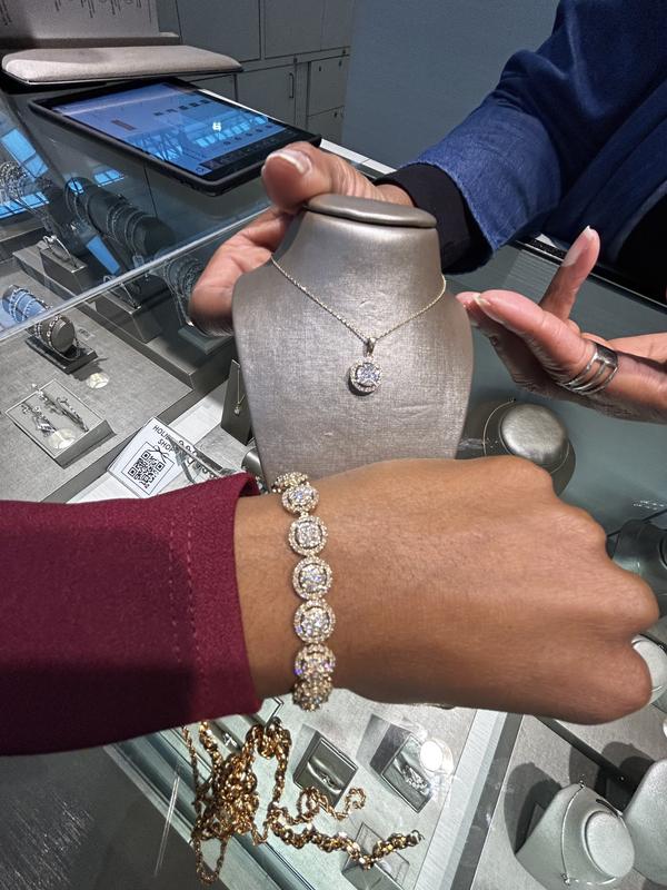 Diamond Circle Link Bracelet 5 ct tw 10K Yellow Gold 7"