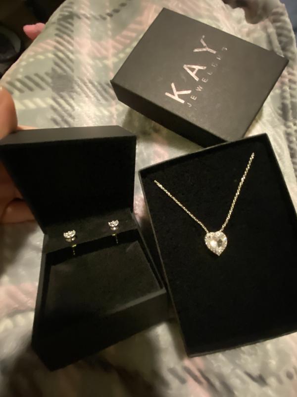 White Lab-Created Sapphire Heart Necklace Sterling Silver