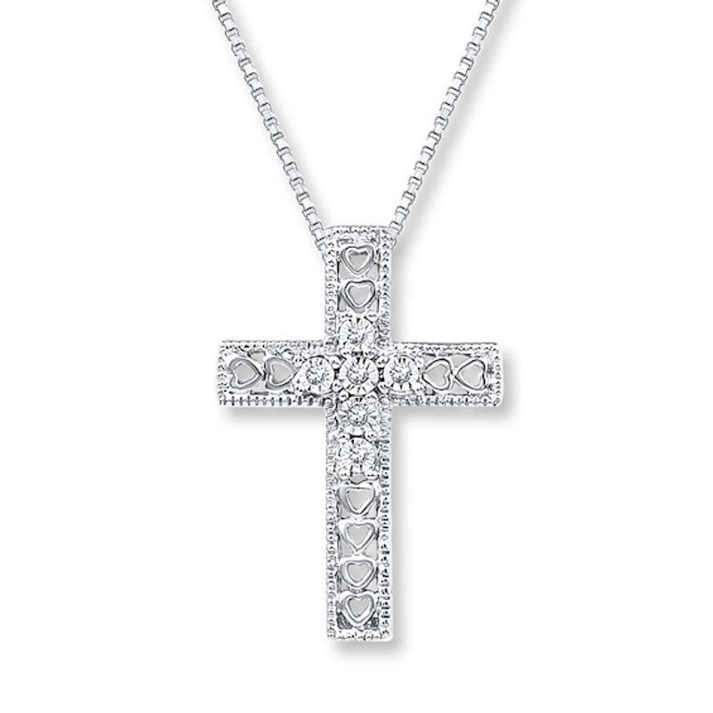 Cross/Heart Necklace 1/20 ct tw Diamonds Sterling Silver | Kay