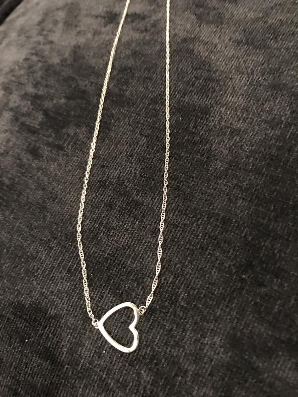 East2West Collection Sideways Open Heart Necklace Sterling