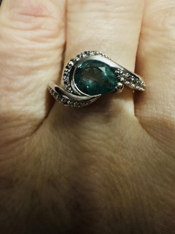 Pear-Shaped Oceanic Blue Topaz & White Lab-Created Sapphire
