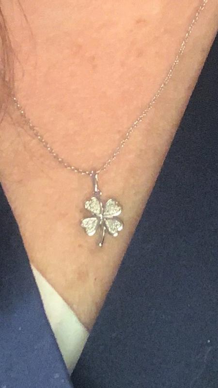 Diamond Clover Necklace Sterling Silver 18