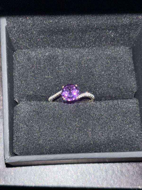 Amethyst & Diamond Bypass Ring 1/15 ct tw 10K Yellow Gold