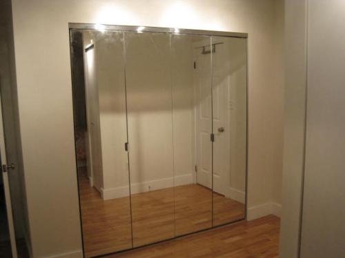 Polished Edge Mirror Solid Core MDF Interior Closet Bi-Fold Door with Chrome Trim-MP3423068C - The Home Depot