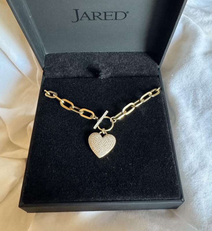 Shy Creation Diamond Heart Toggle Necklace 1/2 ct tw 14K