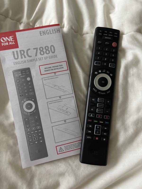 One For All URC7880 Smart 8 Device Universal Remote Control Black