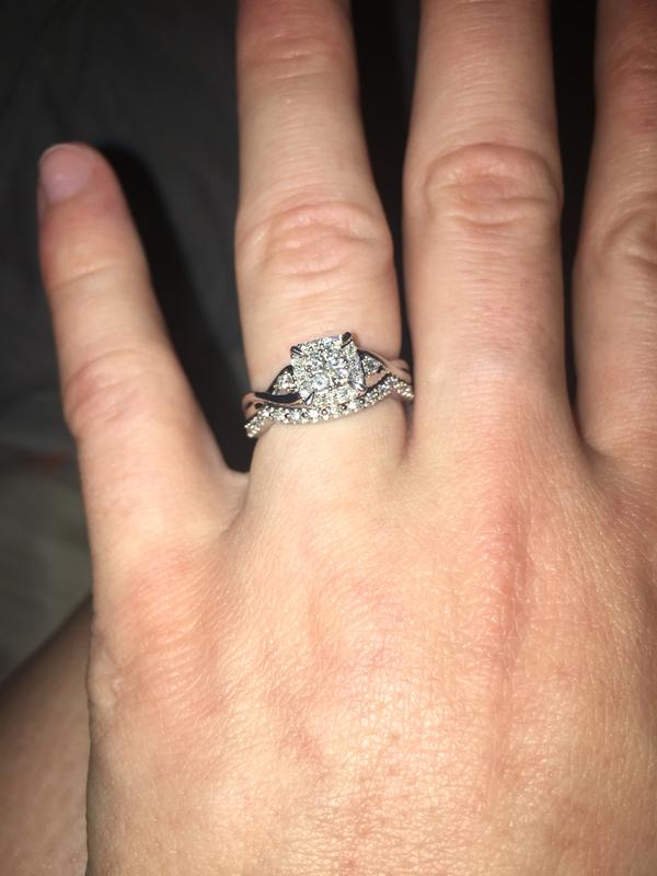 1/3 CT. T.W. Multi-Diamond Twist Shank Bridal Set in 10K