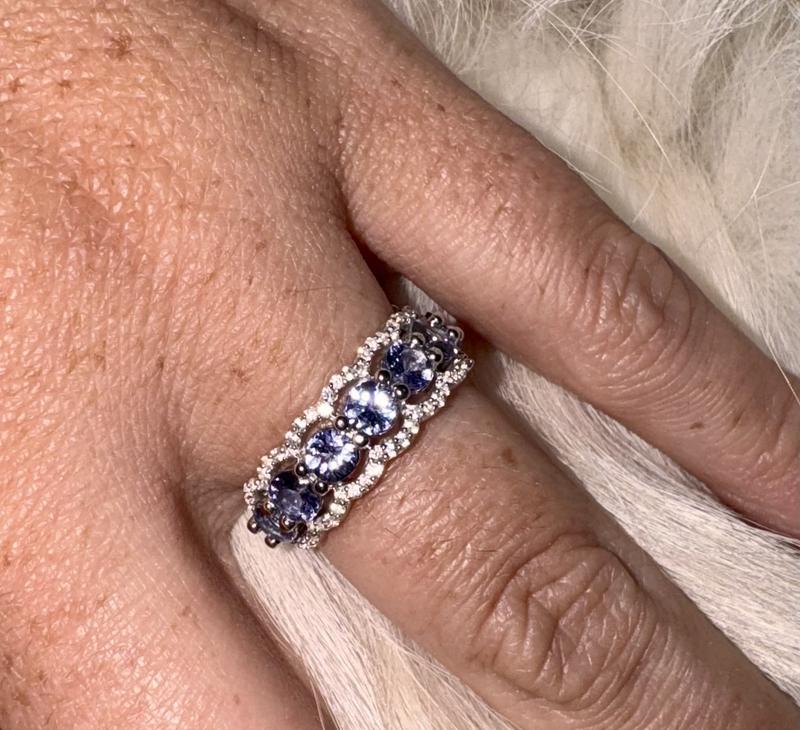 4.0mm Tanzanite and White Lab-Created Zircon Scallop Border