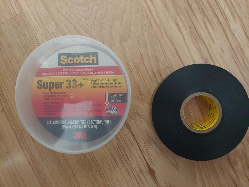 Ruban isolant en vinyle 3M Scotch Super 33+ de qualité professionnelle,  noir, 19 mm x 20 m (3/4 po x 66 pi)