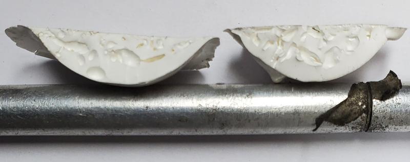 Internal bubbles in cured product.