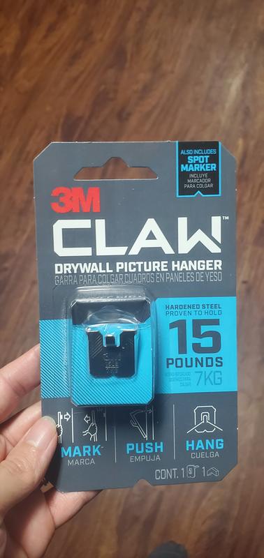 3M™ CLAW Drywall Picture Hanger 3PH15M-6ESF, Steel, 15 lb (6.8 kg), 1/Pack