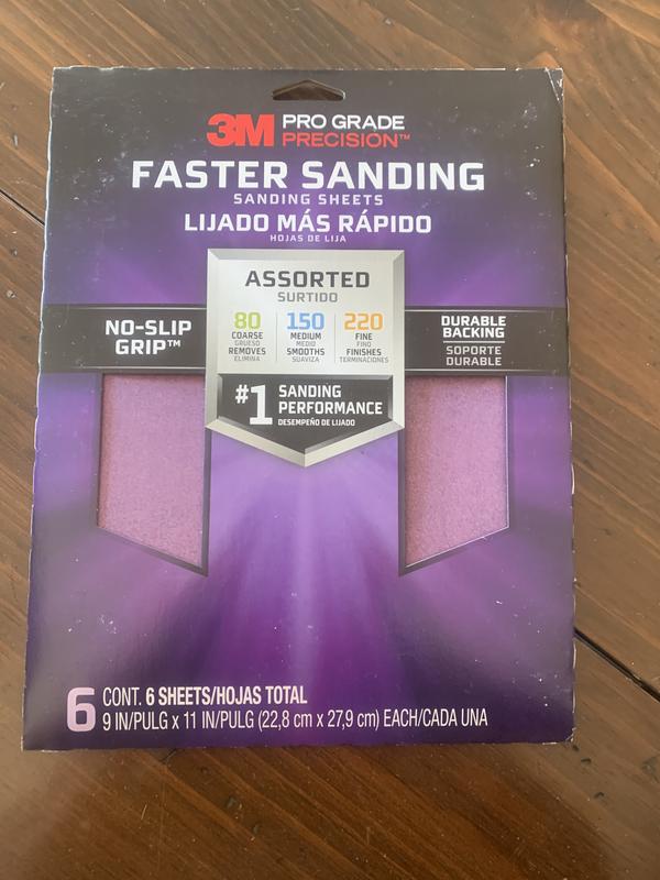 3M Pro Grade Precision Assorted Grit NoSlip Grip Aluminum Oxide Faster