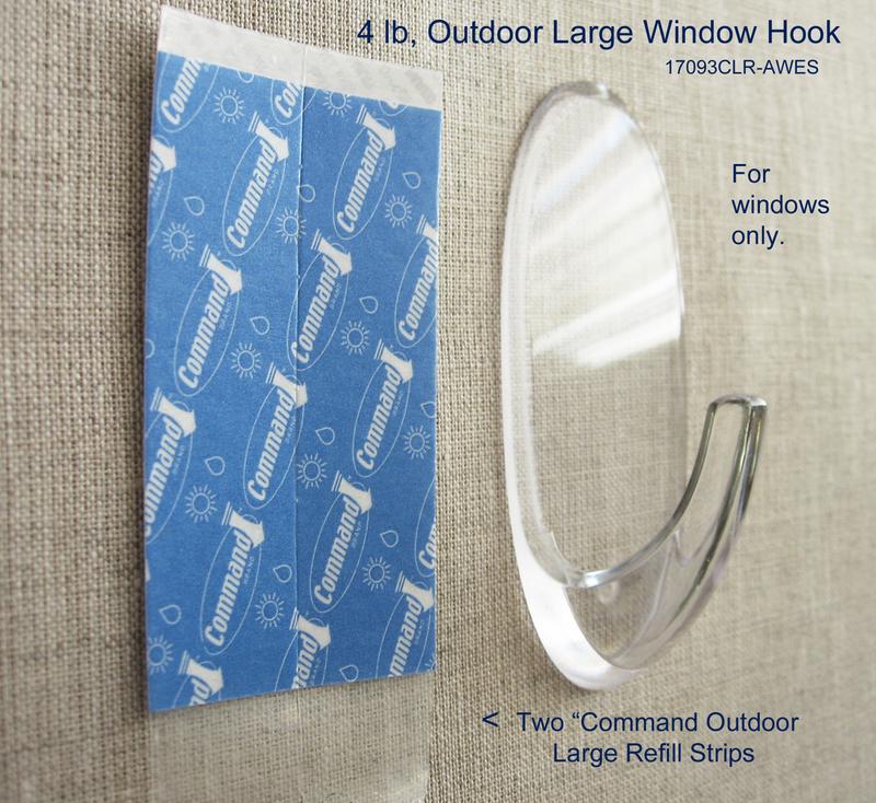 Command? Outdoor Large Clear Window Hook, 1 Hook, 2 Strips/Pack