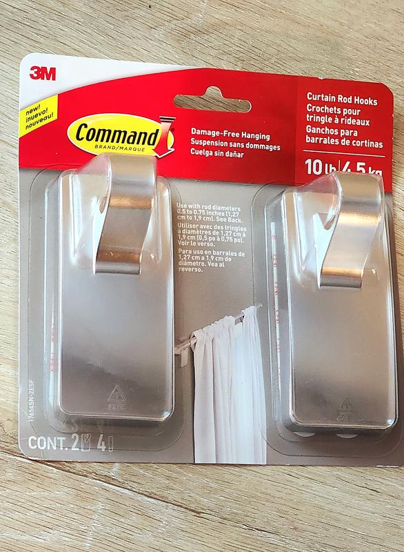 Command Silver Curtain Rod Holders