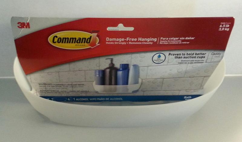 Command 3m-bath11 Bath Shower Caddy Large No Damage Adhesive Frosted, 8-Pack, White