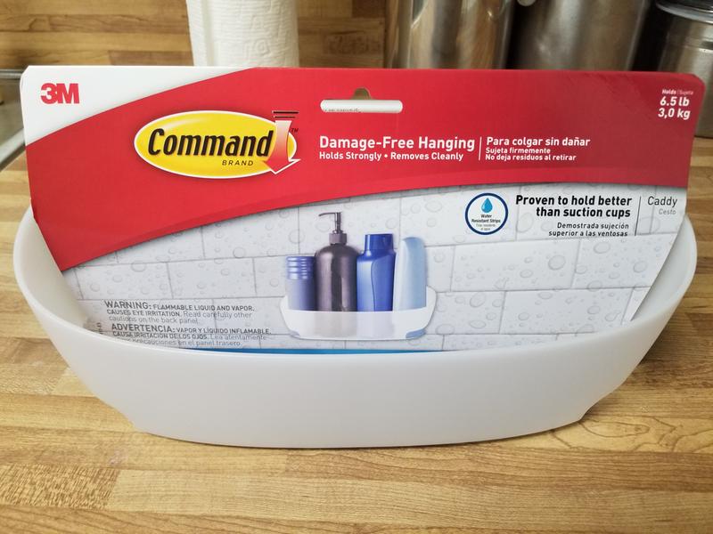 Command 3m-bath11 Bath Shower Caddy Large No Damage Adhesive Frosted, 8-Pack, White
