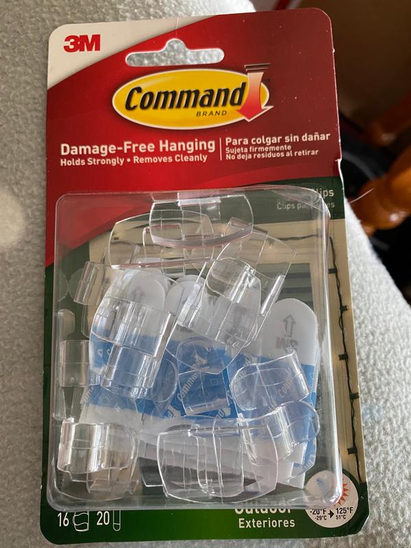 Command™ Clear Outdoor Light Clips with Foam Strips 17017CLR-AWP, 8 Clips +  10 Strips