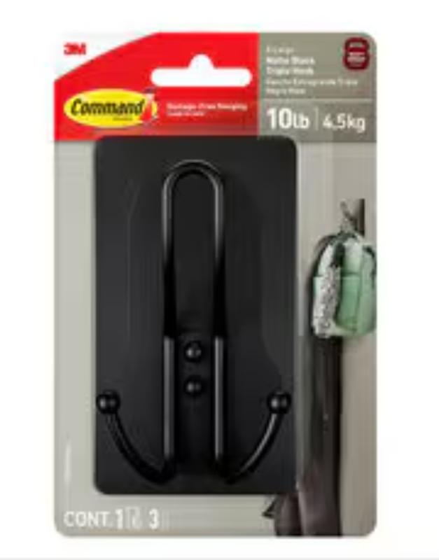 Command™ Decorative Extra Large Matte Black Triple Hook | 3M