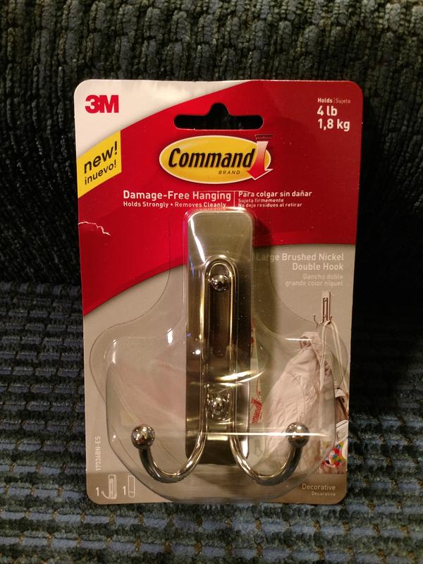Command™ Double Hook 17036BN-VPEF, Brushed Nickel, Assorted Sizes