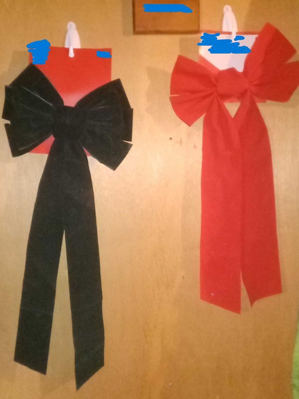 These are the bows in the hallway.I can remove them pre-Holidays and after and still use these hooks to hook bags on. One holds shopping bags and the other plastic bags. It makes going to the store a easier process.