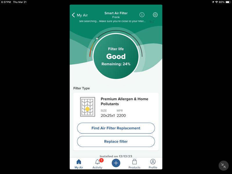 Unable to locate filter after 100 days.