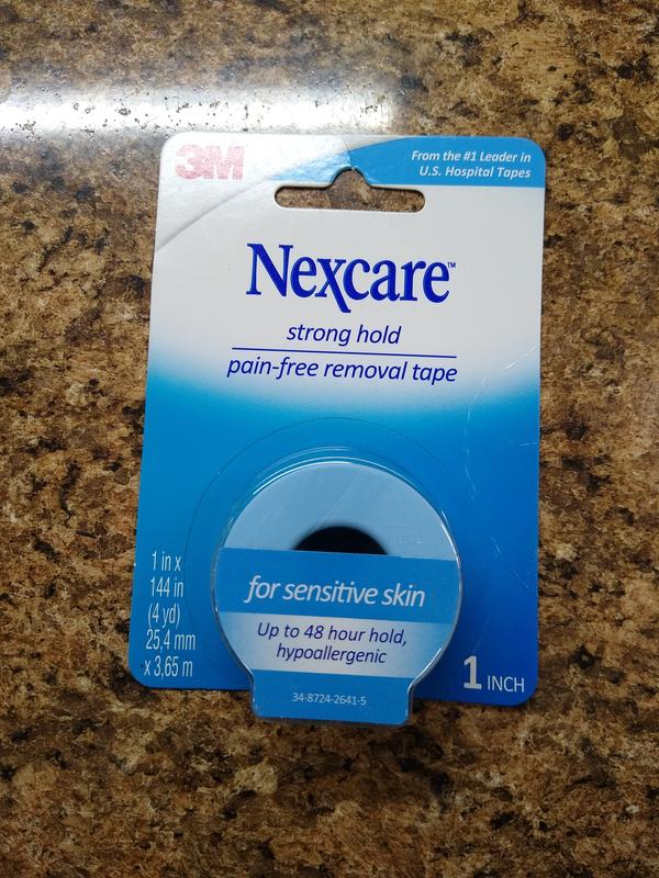 Nexcare Sensitive Skin Strong Hold Tape Pain-Free Removal, 1 in x 4 yd, 12  Pack 