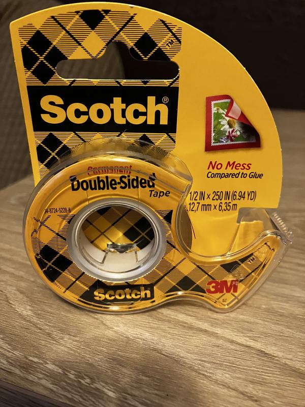 Scotch Permanent Double Sided Tape, 1/2 in x 450 in (12.5 yd)