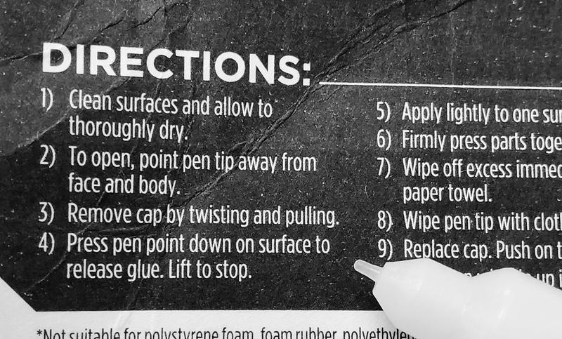 Instructions with pen point clearly visible