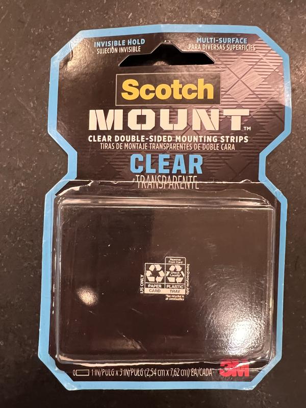 Scotch-Mount Clear Double-Sided Mounting Strips, 1 in x 3 in, 8 Strips 